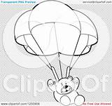 Teddy Bear Clipart Floating Parachute Transparent Background Royalty Cartoon Vector Lal Perera sketch template