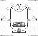 Phone Hug Wanting Mascot Loving Smart Coloring Clipart Cartoon Cory Thoman Outlined Vector 2021 sketch template