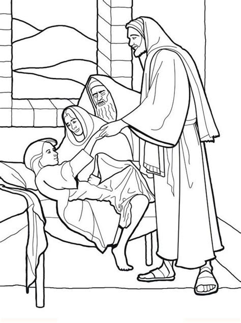 sick girl  healed  miracles  jesus coloring page miracles