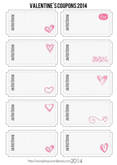 empty printable valentines day coupons freebie diy birthday gifts