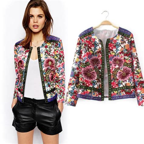 embroidered jacket womens ethnic style vintage embroidered flower jacket long sleeve  neck