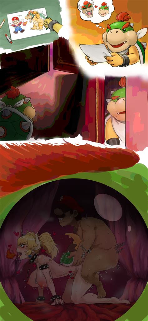 bowsette mario and bowser jr mario and 1 more drawn
