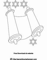 Torah Coloring David Star Scroll Simple Sheet Stars sketch template