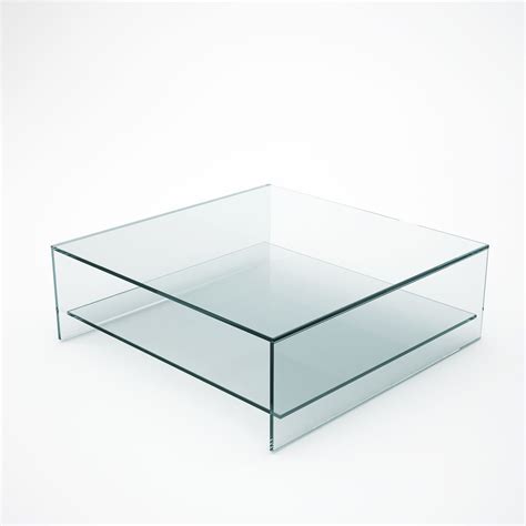 Judd Square Glass Coffee Table With Shelf Klarity