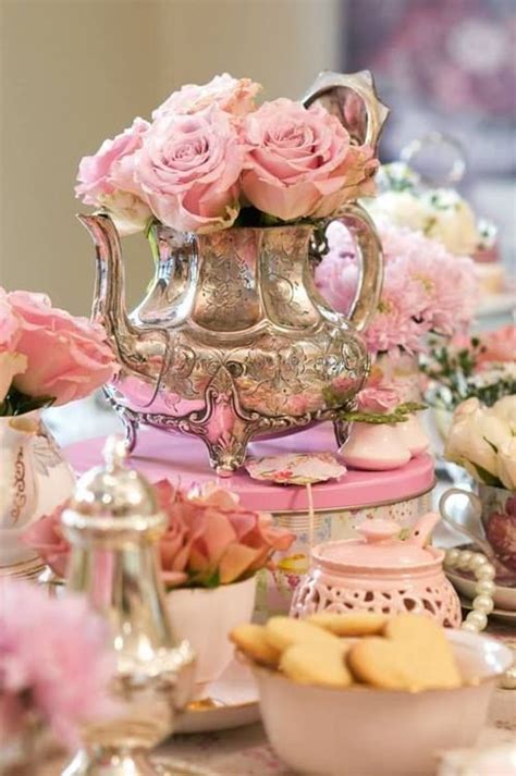 beautiful pink silver tea party pictures   images  facebook tumblr pinterest