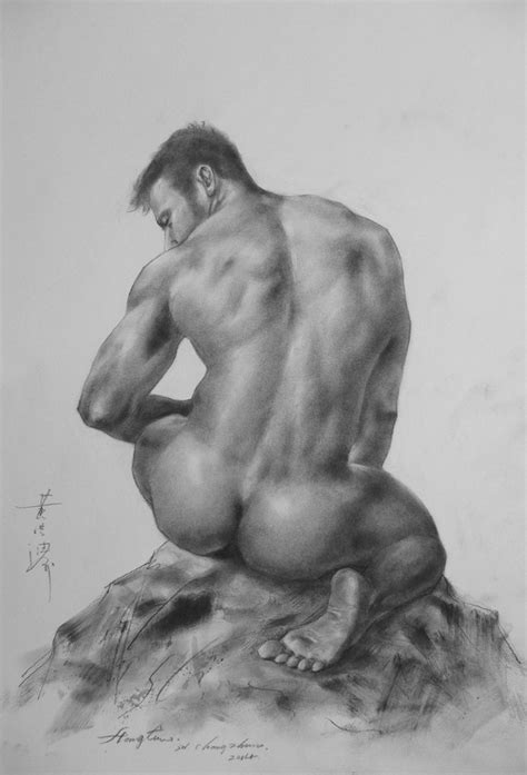 Original Artwork Drawing Gay Man Charcoal Pencil Art Male
