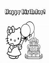 Kitty Hello Coloring Birthday Happy Pages Comments Verjaardag Print Divyajanani Coloringhome sketch template