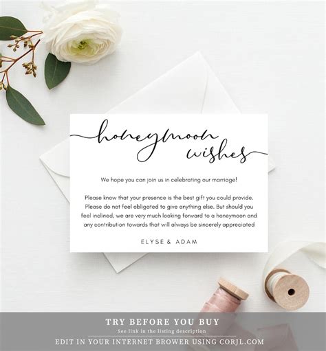 printable honeymoon  card minimalist wedding honeymoon etsy