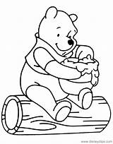 Pooh Honey Winnie Coloring Pages Disneyclips Eating sketch template