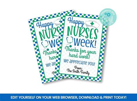 editable nurse appreciation gift tag happy nurses week treat etsy