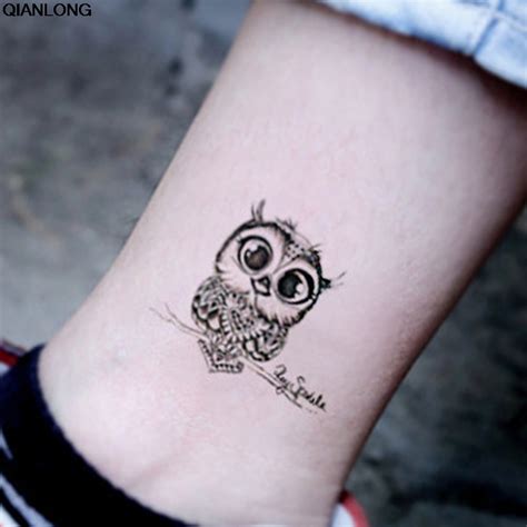 Vintage Black Owl Arm Fake Tattoo Sexy Temporary Tattoos Sticker Wo
