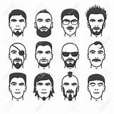 Drawing Beard Cartoon Man Goatee Face Set Faces Comic Vector Mustache Drawings Illustration Men Motorcycle Male Vintage Guy Badges Labels sketch template