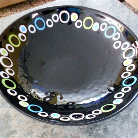 Fused Glass Black Circle Bowl Fused Glass Fused Glass Bowl Fused