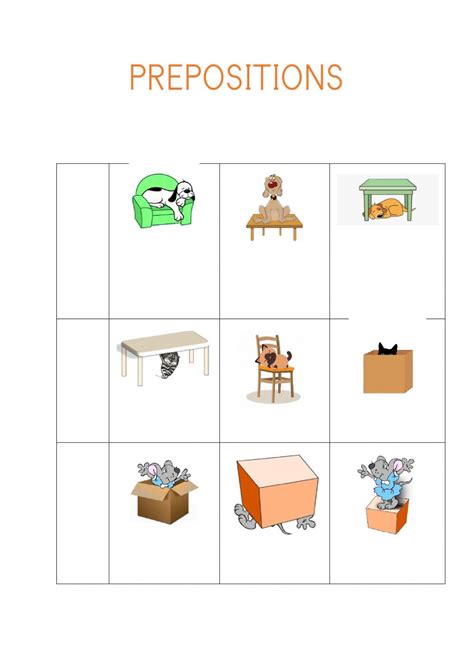 prepositions  exercise  rst grade