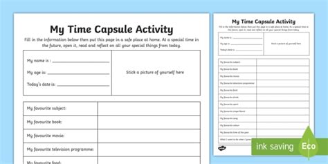 ttime capsule templates blank template printable