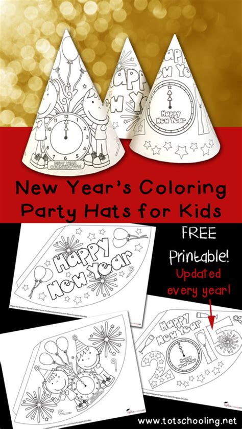 years coloring party hats
