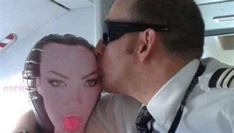 Pilot Kissing Sex Doll And Air Hostess Spitting Water