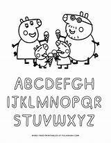 Peppa Pig Abc Tulamama Colouring Preschoolers sketch template