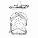 Poncho Sombrero Coloring sketch template