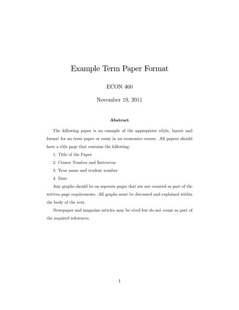 term paper   term paper format econ  november