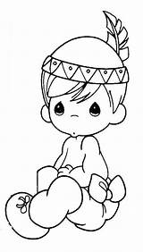 Coloring Pages Precious Moments Baby Indian Boy Kids Sheets Printable Indians Printables Color Adult Little Cleveland Native Para Print Drawings sketch template