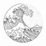 Welle Vague Tsunami Zeichnung Hokusai Onde Weheartit Tatouage Crayon sketch template