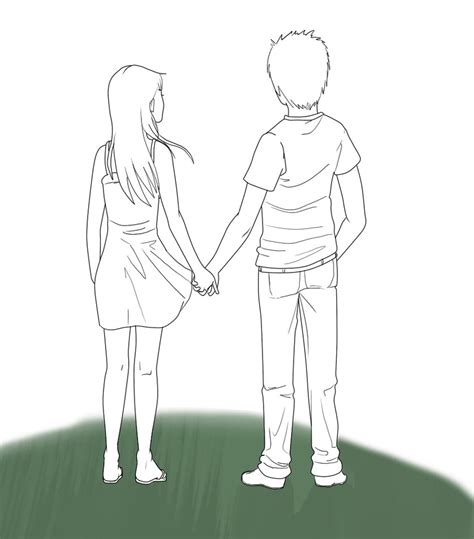 drawing   girl  boy holding hands  paintingvalleycom explore