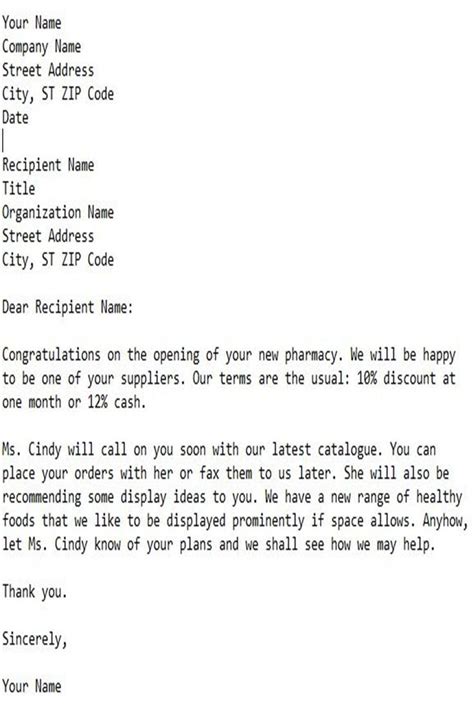 letter agreeing  open account business letter sample business