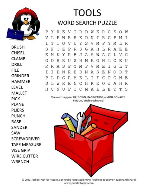 tools word search puzzle puzzles  play