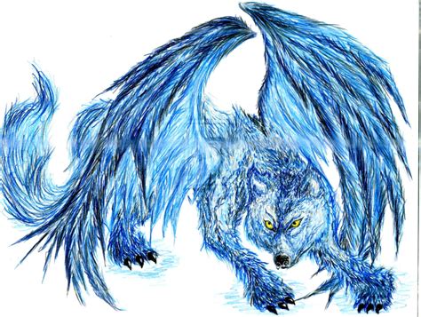 Blue Wolf With Wings