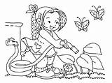Coloring Watering Flower Garden Sheet Girl Plant Pages Touch Color Beautiful Add sketch template