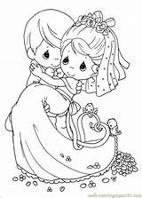 Precious Moments Coloring Pages Cartoons Printable Wedding Married Couple Color sketch template