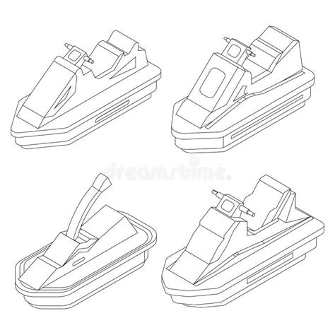 jet ski icons set vector outline stock illustration illustration