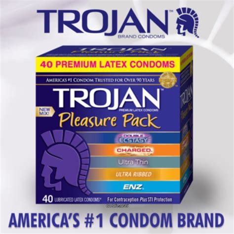 trojan pleasure pack assorted premium latex condoms 40