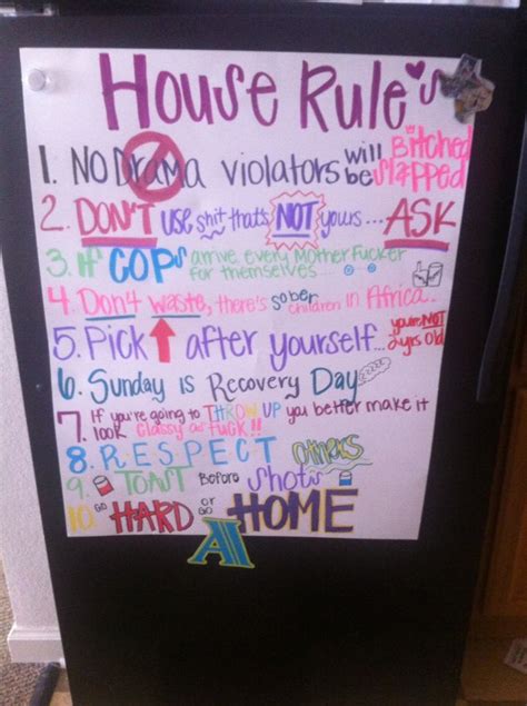 fun but serious rules for parties roommates or just guests in general