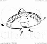 Clipart Mascot Sombrero Jumping Hat Cartoon Outlined Coloring Vector Thoman Cory Royalty sketch template