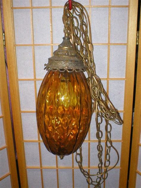 vintage 70s gold glass swag lamp by antique on etsy 89