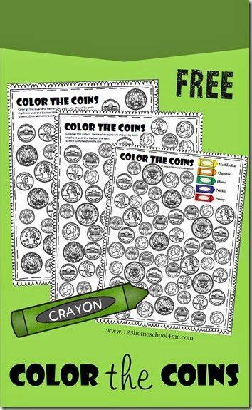 printable color  coins money worksheet homeschool giveaways