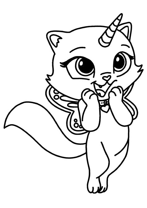 unicorn flying cat  butterfly wings cute cat coloring pages print