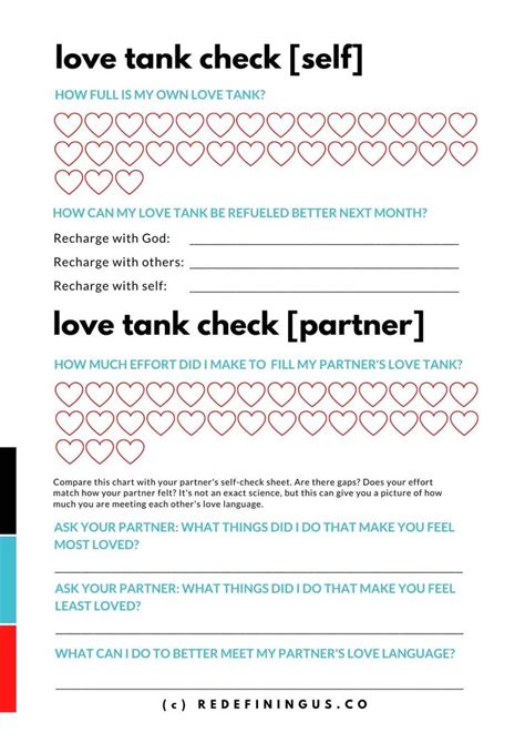 Love Tank Check Free Relationship Worksheet