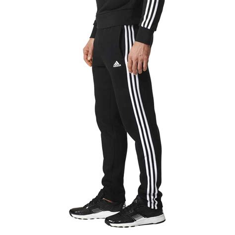 adidas essentials  stripes tapered fleece pants black traininn