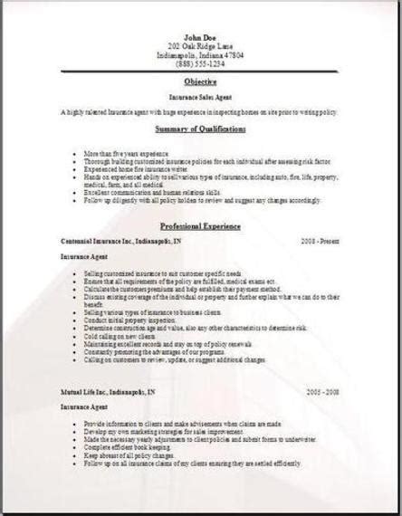 insurance agent resume occupationalexamples samples  edit  word