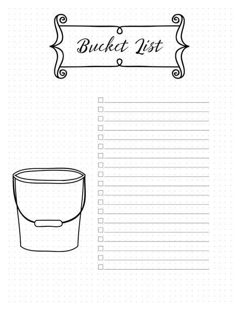 cute printable bucket list template
