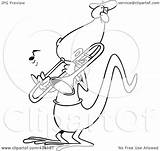 Trombone Lizard Playing Clip Toonaday Royalty Outline Cartoon Illustration Rf sketch template