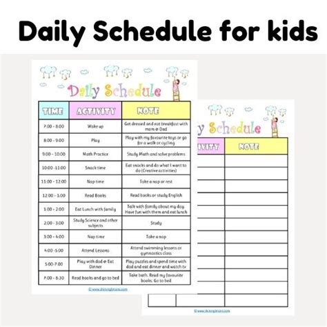 daily schedule  kids cute editable timetable template  printable
