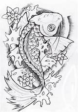 Koi Japanese Coloring Pages Fish Colouring Carp Adult Sheet Tattoo Traditional Adults Deviantart Book Drawings Pencil Animals Sketch Foo Dog sketch template