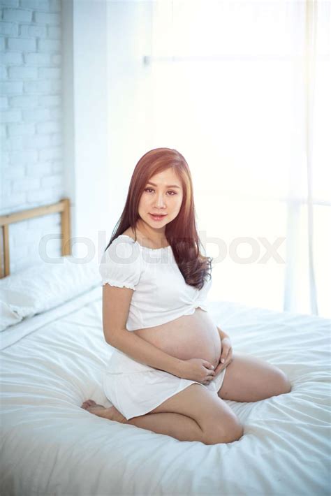 Attractive Pregnant Asian Woman Stock Image Colourbox