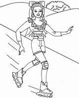 Barbie Coloring Pages Roller Skates Girls Print Topcoloringpages Sport Skate sketch template