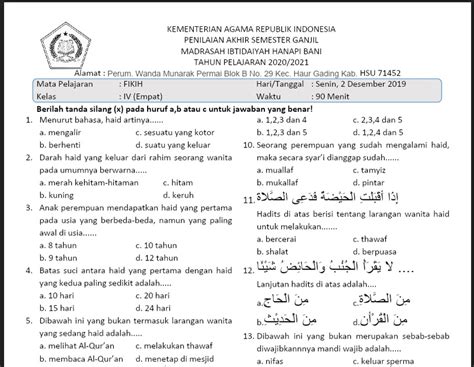 Contoh Soal Hots Fiqih Ma Materi Konsep Fiqih Dan Ibadah Materi Soal