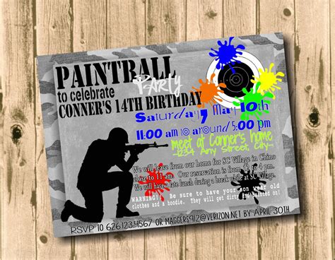 paintball party invitation printable